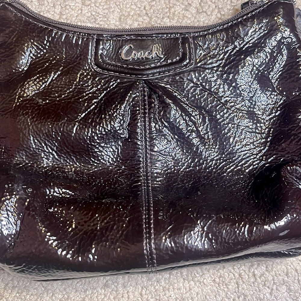 Used coach leather brown crossbody bag with wristlet wallet chocolate brown - Picture 6 of 10